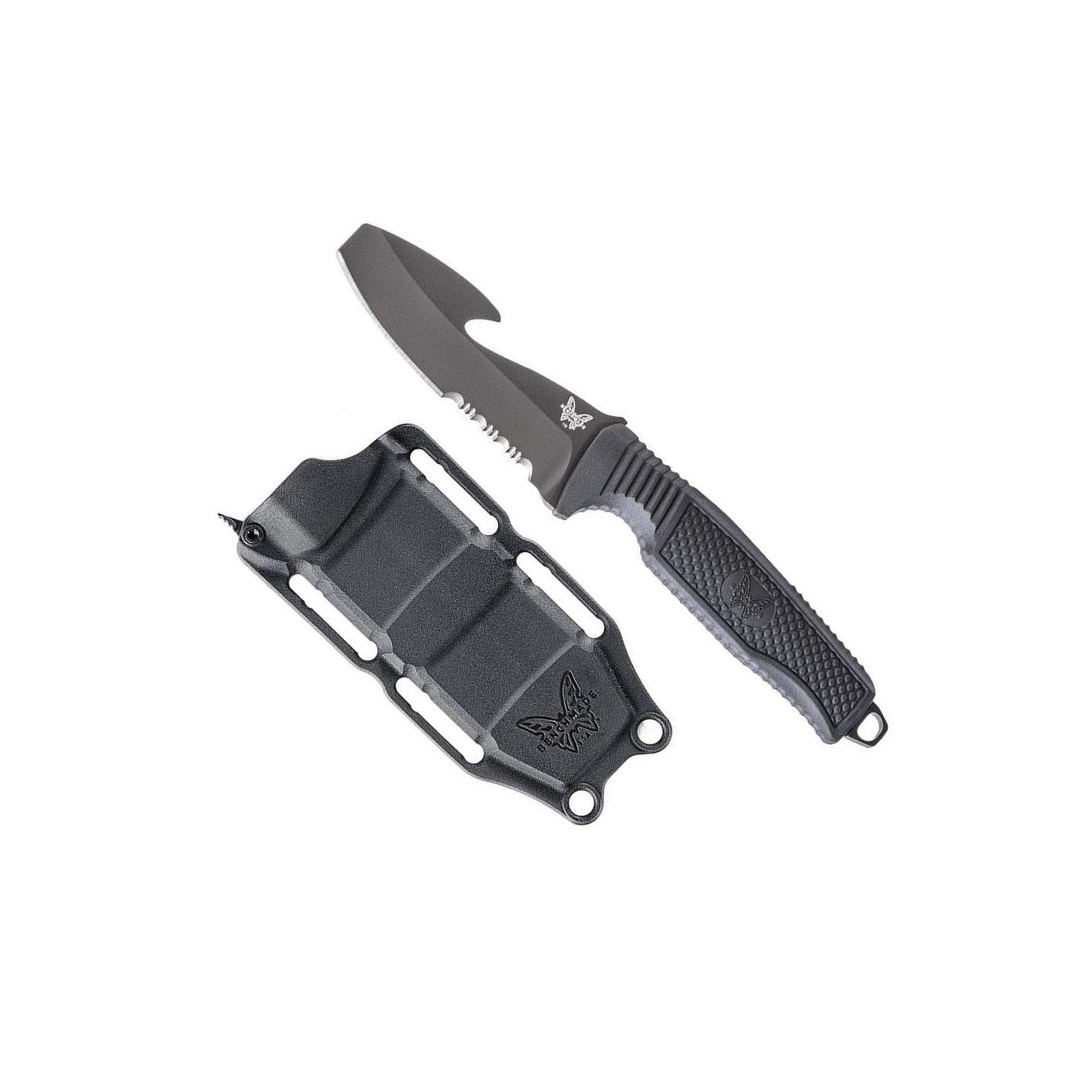 Benchmade 112 H2O Fixed Dive Rescue Knife Black Serrated w/ Rescue Hook Shop Online Now at Amble