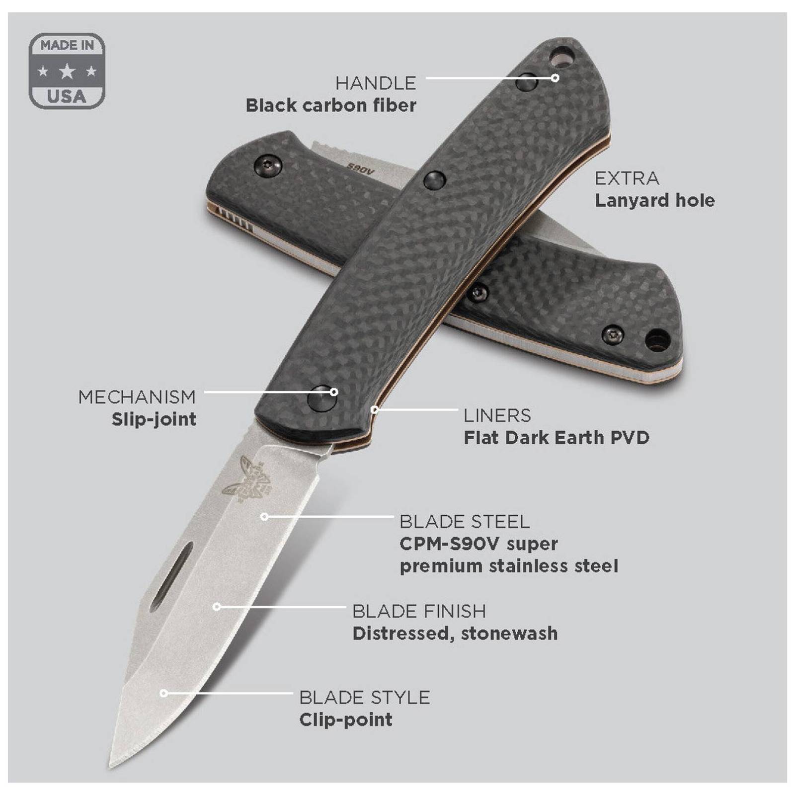 Benchmade 3182 Proper Folding Knife, Clip Point Ambler Direct