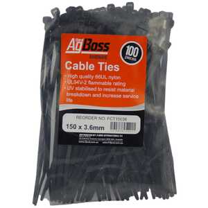 AgBoss 150 x 3.6mm Cable Tie Zip Ties 100pc