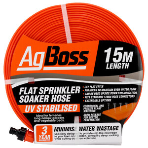 AgBoss 15m Flat Sprinkler Soaker Hose | Orange
