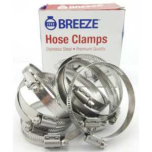 Breeze 10pc Power-Seal 65-89mm Hex Screw 300 Stainless Steel Hose Clamps