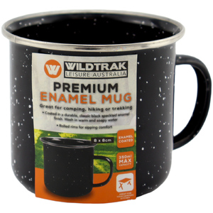 WildTrak 350ml Black Speckle Premium Enamel Mug