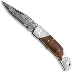 Magnum by Boker Damascus Duke Folding Utility Knife | Brown / Damascus