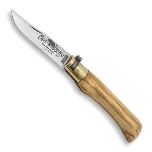 Antonini Old Bear XS Lever Lock Folding Knife | Olive Wood | Carbon