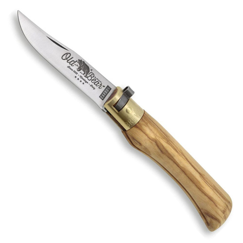 Antonini Old Bear S Lever Lock Folding Knife | Olive Wood | Carbon
