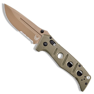 Benchmade Adamas Serrated AXIS Lock Folding Knife | Olive / Flat Earth