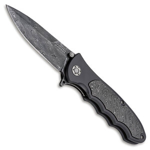 Boker Leopard Damascus III Collection Liner Lock Folding Knife | Black