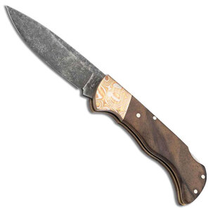 Boker Hunter Mokume Back Lock Folding Knife | Walnut Wood / Black