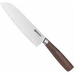 Boker Core 16.5cm Hollow Edge Santoku Kitchen Knife | Walnut Wood / Satin
