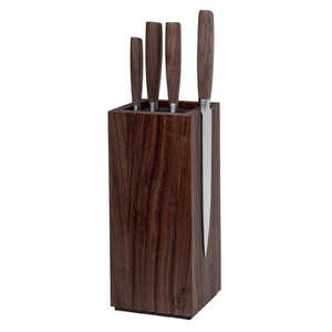 Boker Core 5pc Kitchen Knife Set & Block | Walnut Wood / Satin