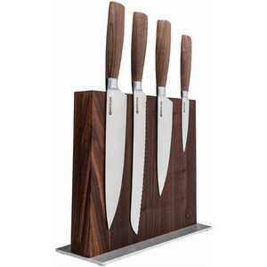 Boker Core 5pc Kitchen Knife Set & Magnetic Block | Walnut Wood / Satin