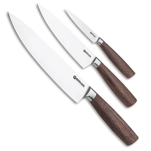 Boker Core 3pc Kitchen Knife Set with Tea Towel | Walnut Wood / Satin