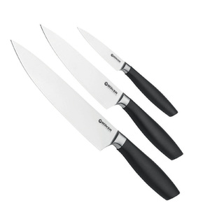 Boker Core Professional 3pc Kitchen Knife Set with Tea Towel | Black / Satin