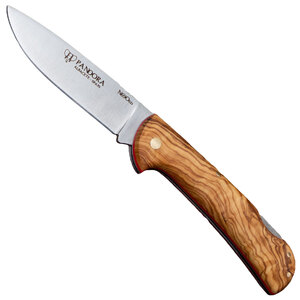 Cudeman Pandora Back Lock Folding Knife with Sheath | Olive Wood / Satin
