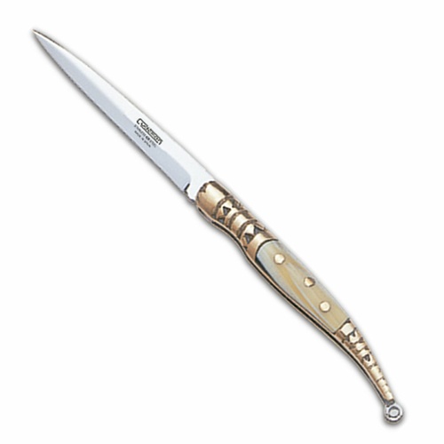 Cudeman Stiletto 5cm Piston Lock Folding Knife | Bull Horn / Satin