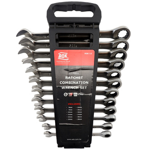 AOK by KC Tools 12pc 72T 12pt Metric Combination Ratchet Wrench Set