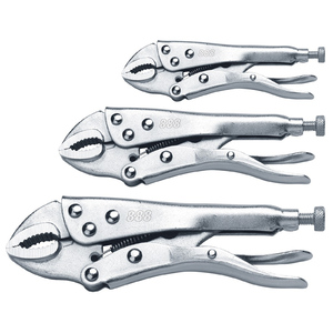 888 Tools 3pc Curved Jaw Vice Grip Locking Pliers Set