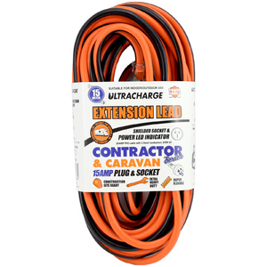 Ultracharge 15m Extension Lead 15A  | Orange & Black